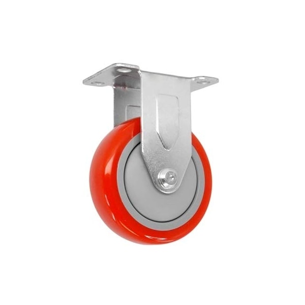 4"x1.25" RED Polyurethane ON POLYOLEFIN Wheel, Rigid Caster, 325 L